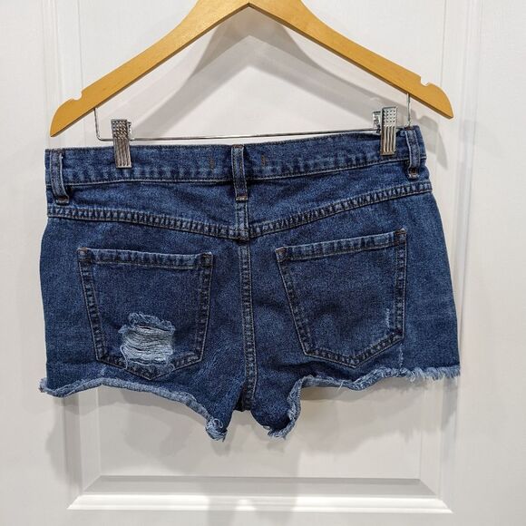 FREE PEOPLE Runaway Cutoff Shorts Jillian Blue Denim Jean Jorts Size 27 - Picture 3 of 6